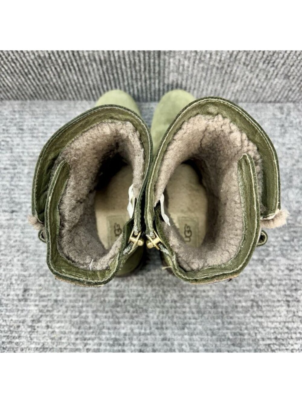 UGG Niels Suede Boots Womens 9.5 Green Moto Biker Water Resistant Fleece 1018607 - Picture 9 of 13
